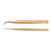 Tweezer Set Aluminum Alloy Curved Straight Head Anti Magnectic Accuracy Tweezer for PCB Soldering Golden