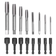 16Pcs Tap Socket Set Machine Lengthened Tapping Chuck 1/4in Hex Shank Steel Hand Tools