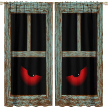 Retro Halloween Curtains for Living Room Halloween Party Decor Printed Room Darkening Rod Pocket Window Drapes for Bedroom Kitchen W52 xL84(Blackout