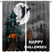 Tende oscuranti di Halloween con zucca, castello, luna e pipistrello