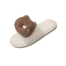 Capybara offene, flauschige Hausschuhe für Damen – Weiß, Größe 7 US, Nylon-Spandex, Komfort für Herbst/Winter