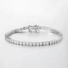 Damen-Tennisarmband mit Zirkonia, Silber, 23 cm
