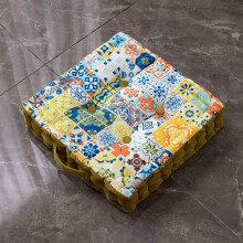 Square Velvet Floor Pillow for Yoga & Living Room – Thick, Handmade, Decorative Meditation Cushion (Morocco)