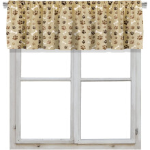 Blackout Vintage Art Footprints & Dog Bones Rod Pocket Valance, 52"x18", Beige/Brown/Black, 1 Panel