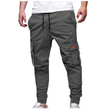 Bríste Jogger Cargo le Pócaí Móra agus Doimhne d'Fhir Liath14(XXXL)
