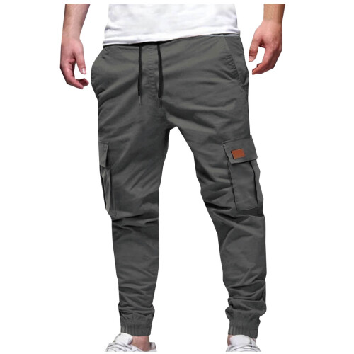 Παντελόνι Cargo Jogger με μεγάλες και βαθιές τσέπες για άνδρες Γκρι 14 (XXXL)
