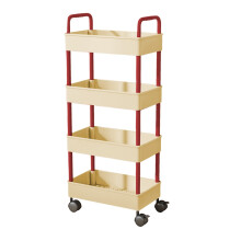 4-Tier Mobile Kitchen Storage Cart with Wheels & Armrests, Ventilated Shelves, Multi-Purpose Organizer for Bathroom/Living Room –