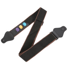 Elektrischer Akustikbass-Gitarrengurt aus PU-Leder, verstellbar, inklusive 3 Plektren in zufälligen Farben (Schwarz)