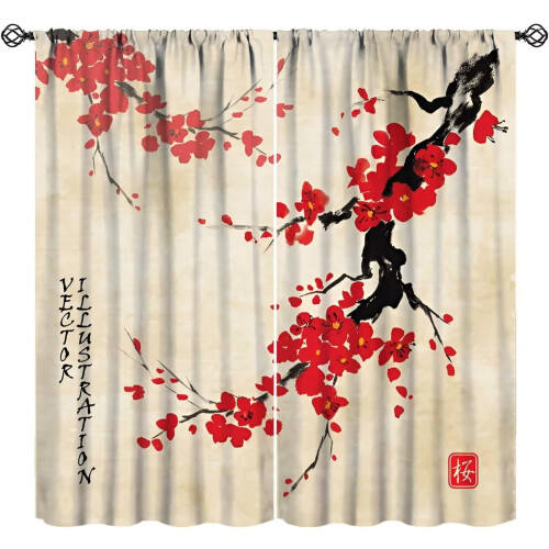 Spring Cherry Blossom Curtains Pink Galaxy Print 84x84 Inch