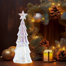 Glass Christmas Tree Lamp 10 Inch with Lights