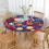 Toalha de mesa natalina de 52 polegadas com borda elástica, capa redonda e extensível para proteção durante as refeições de Natal. 3