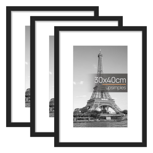 upsimples 3 Pack 30x40 Black Picture Frame, Wall