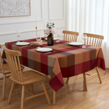 Orange Plaid Fall Tablecloth, 70" Round, Polyester, Water-Resistant, Reusable – Thanksgiving, Harvest, Farmhouse & Outdoor Party Décor