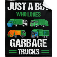 Just A Boy Who Loves Garbage Trucks Flannel Lightweight Blankets Quilt Plush Fleece Soft Bedding Throw Blanket for Couch and Bed 60"x50" for Teens