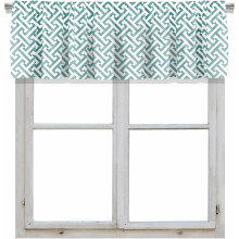Sea Glass & White Greek Geometric Blackout Curtain Valance, 52"x18", 1 Panel, Rod Pocket