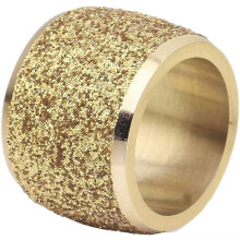 Women's Stainless Steel 16MM Glitter Frosted Ring 52K Finger Band Gold Size 10