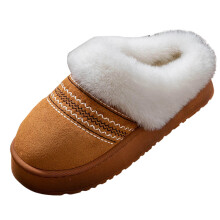 Women'S Fuzzy Texture Slip On Slippers Winter Thick Bottom Anti-Slip Indoor Outdoor Size 7.5-8.5 Us Flock Material