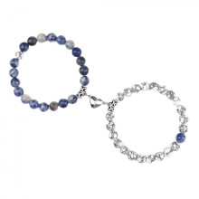 Armbanden voor stellen met magnetische helende steen en elastisch koord (2 stuks)