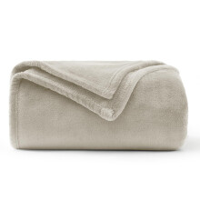 WAVVE Fleece Blanket Sofa Throw Beige 5ft x 6.5ft