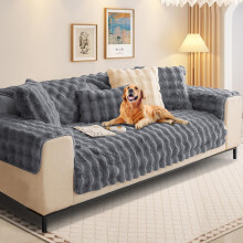 SHANNA Thick Rabbit Plush Sofa Cover 1 2 3 Seater, New Universal Non-Slip Corner Sofa Cover L Shape Super Soft Faux Fur Sofa Slipcovers for Living