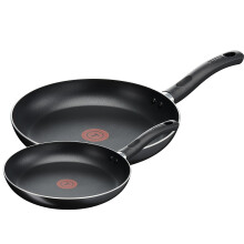 Tefal Taste Twin Frying Pan Set, 20cm & 28cm Non-Stick Aluminium Pans, Thermo-Spot Heat Indicator, Lightweight, All Hobs Except Induction, Black - B1
