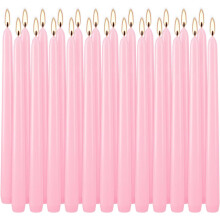 LIVEN 24 Pack Pink Taper Candles, 7-8 Hours Burn