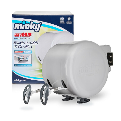 Minky Minky Retractable Duo Reel Washing Line - Grey - 2x15m