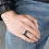 Bague en acier inoxydable émaillé noir, 8 mm, taille 12 4