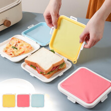 Contenitori per sandwich in silicone, con coperchio a strappo, senza BPA e a prova di perdite, riutilizzabili per pranzo, frutta, insalata, snack –