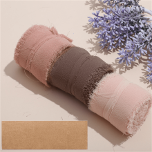 3pcs Handmade Chiffon Silk Ribbon 1.5"x5.5yd, Frayed Edges, for Wedding Invites, Bouquets, Gifts, Crafts, Party Decor