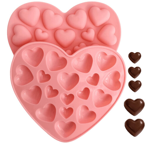 Heart Shaped Silicone Chocolate Mould Set, 2 x 18
