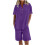 Women's linen two-piece set: button-down-Turquoise XL 6