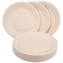 NICEXMAS 50pcs Appetizer Plates Pulp Beige Oval Simple Design for Businesses