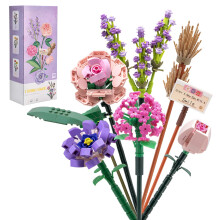 Wealrotn Rose Flower Bouquet Building Blocks Set,