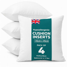 C Stores Cushion Inserts 45cm x 45cm (Pack of 4) for Indoor/Outdoor Sofas and Beds, Square Cushion Pads Fillers, Cushion Inners, Anti-Allergy Cushion