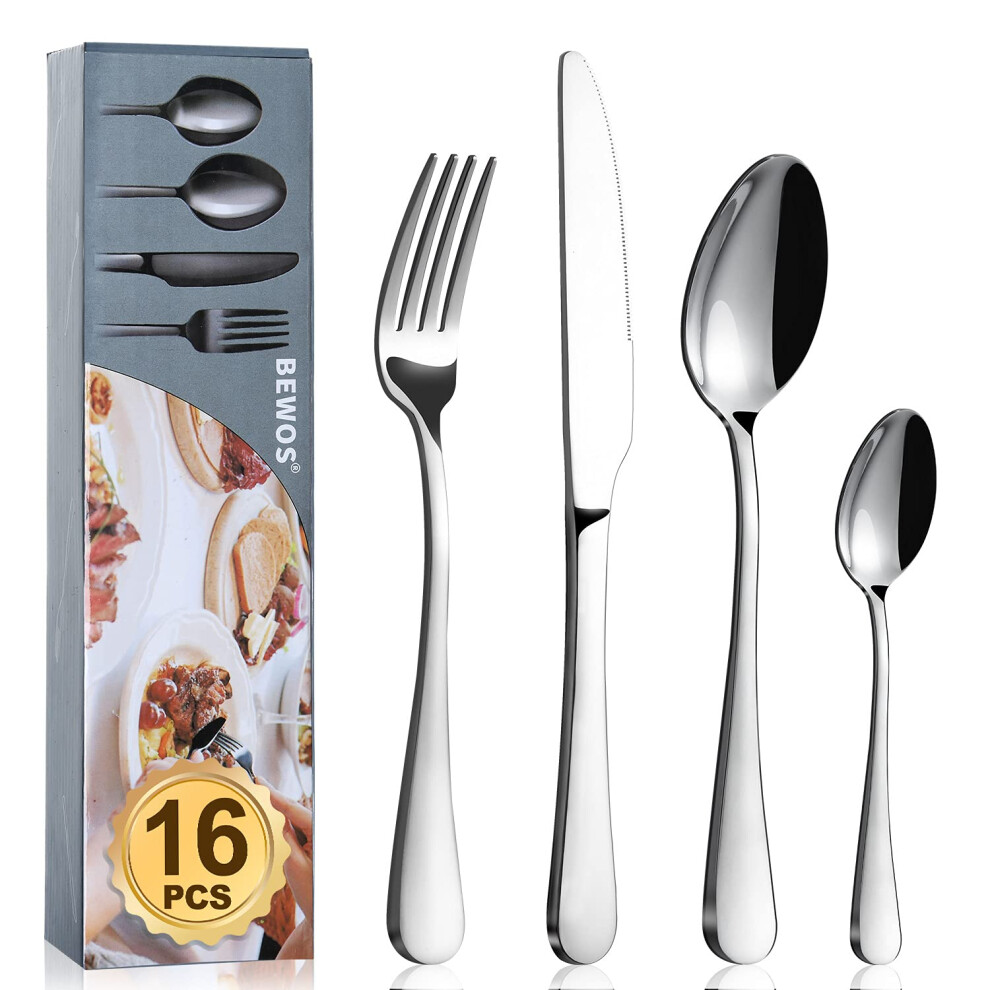 Cutlery Set, 16 Piece Stainless Steel Bewos