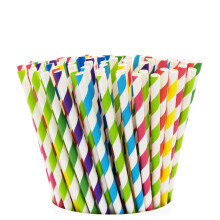GUSTO 200 Pack Striped Paper Drinking Straws – Sturdy NonSoggy – 100 Biode