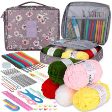 Aeelike Crochet Kit for Beginners, Kids Crochet Starter Kit, Crochet Set for Beginners Adults Kit with Ergonomic Crochet Hooks 0.6-6.0 mm, Wool