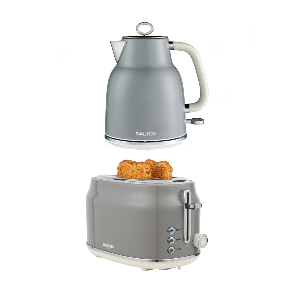 Salter Retro Kettle & Toaster Set – 1.7L 3Kw Grey