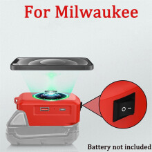 Kabelloses Ladegerät für Milwaukee 18V Li-Ionen-Akkus, USB-Adapter mit Typ-C-Ladeanschluss, tragbare Powerbank