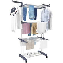 Airer Clothes Drying Rack, 4-Tier Foldable Clothes Hanger, Adjustable, Grey