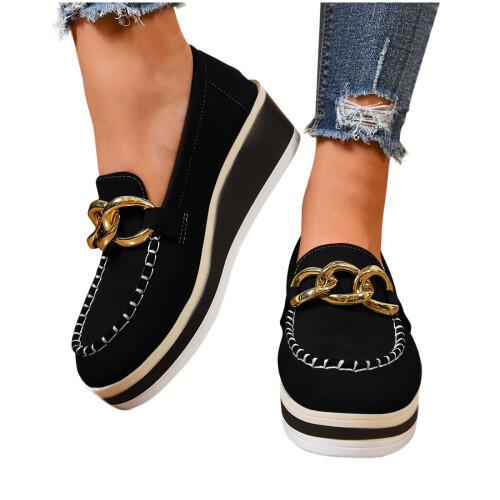 Γυναικεία σουέτ slip-on φλατ παπούτσια με στρογγυλή μύτη και χαμηλό τακούνι 1
