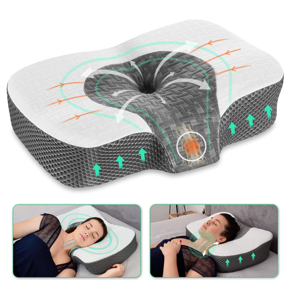 Elviros Cervical Memory Foam Neck Pillow For Side
