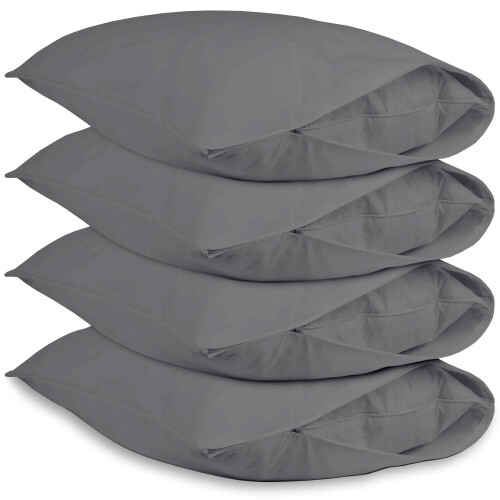 Pillow Protectors Pack of 4 Cotton , Grey, Pillow