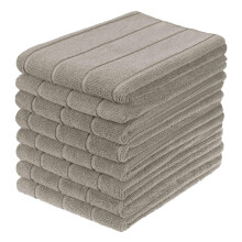 gryeer Microfibre Tea Towels, Super Absorbent, Extra Large and Thick Kitchen Towels, Stripe Designed, 50 x 70 cm, Pack of 8, Khaki
