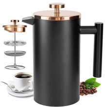 Wrobic Cafetiere French Press Small 350ml/12oz, Cafetiere Stainless Steel Double-Wall Metal Insulated Coffee Press