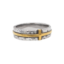 Men's Stainless Steel Personality Gothic Raised Cross Engraved Statement Ring Punk Biker Finger Jewellery Gold Size 7