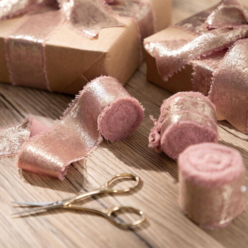 Fita de chiffon rosa rasgada à mão 177,2 polegadas