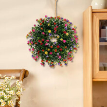 19" Artificial Flower Wreath – Spring/Summer Multicolor Door Decor for Porch, Wall, Window, Courtyard, Indoor/Outdoor