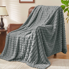 BEDELITE Fluffy Fleece Throw Blanket - Grey Sofa